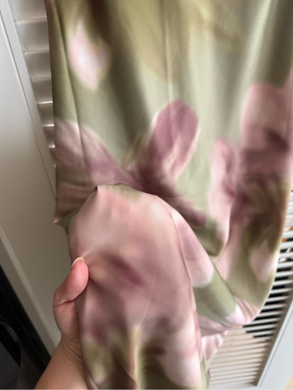 Dynamite Olive Green Slip Dress with Pink Floral Print - Picture 3 of 5